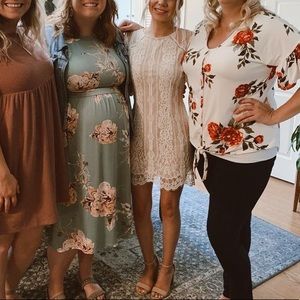 VICI S white lace dress with nude underneath